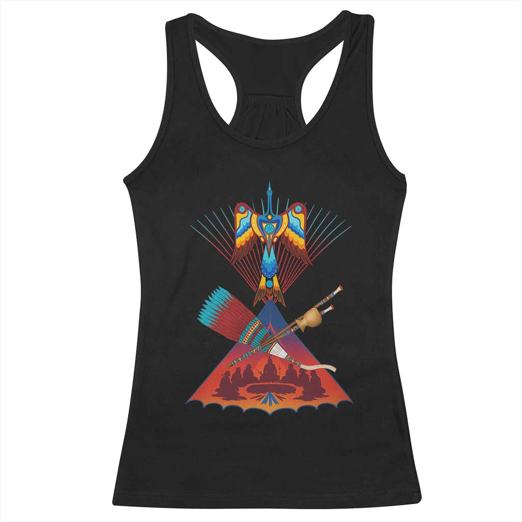 Native American Indigenous Heritage Peyote Water Bird Racerback Tank Top TS11 Black Print Your Wear