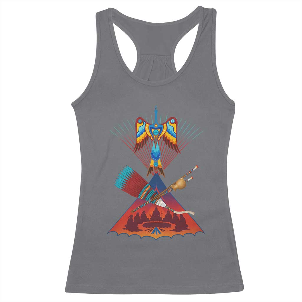 Native American Indigenous Heritage Peyote Water Bird Racerback Tank Top TS11 Charcoal Print Your Wear