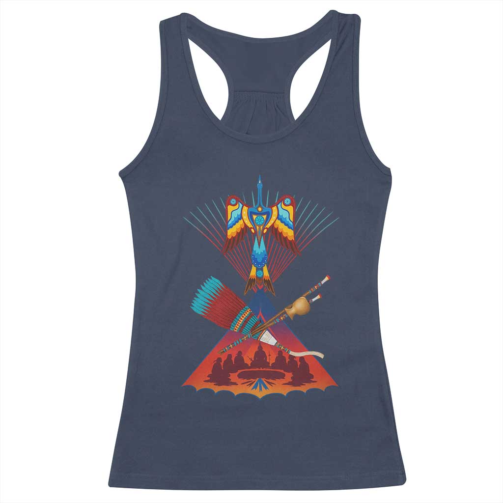 Native American Indigenous Heritage Peyote Water Bird Racerback Tank Top TS11 Navy Print Your Wear