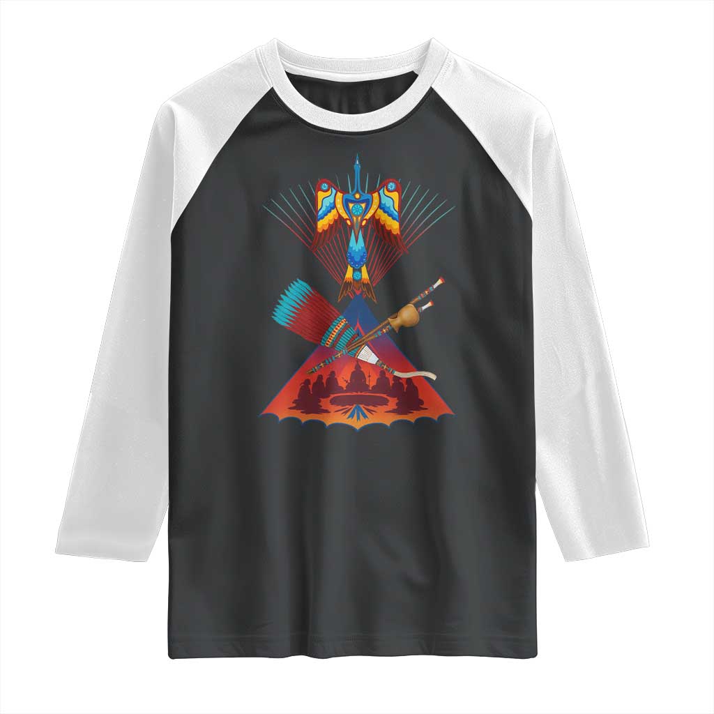 Native American Indigenous Heritage Peyote Water Bird Raglan Shirt TS11 Black White Print Your Wear