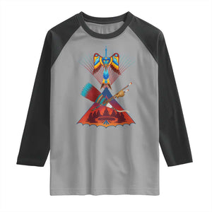 Native American Indigenous Heritage Peyote Water Bird Raglan Shirt TS11 Sport Gray Black Print Your Wear