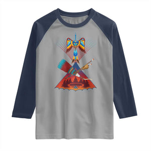 Native American Indigenous Heritage Peyote Water Bird Raglan Shirt TS11 Sport Gray Navy Print Your Wear