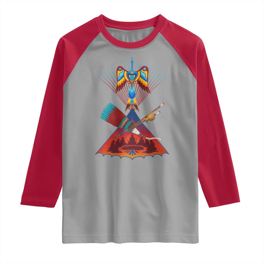 Native American Indigenous Heritage Peyote Water Bird Raglan Shirt TS11 Sport Gray Red Print Your Wear