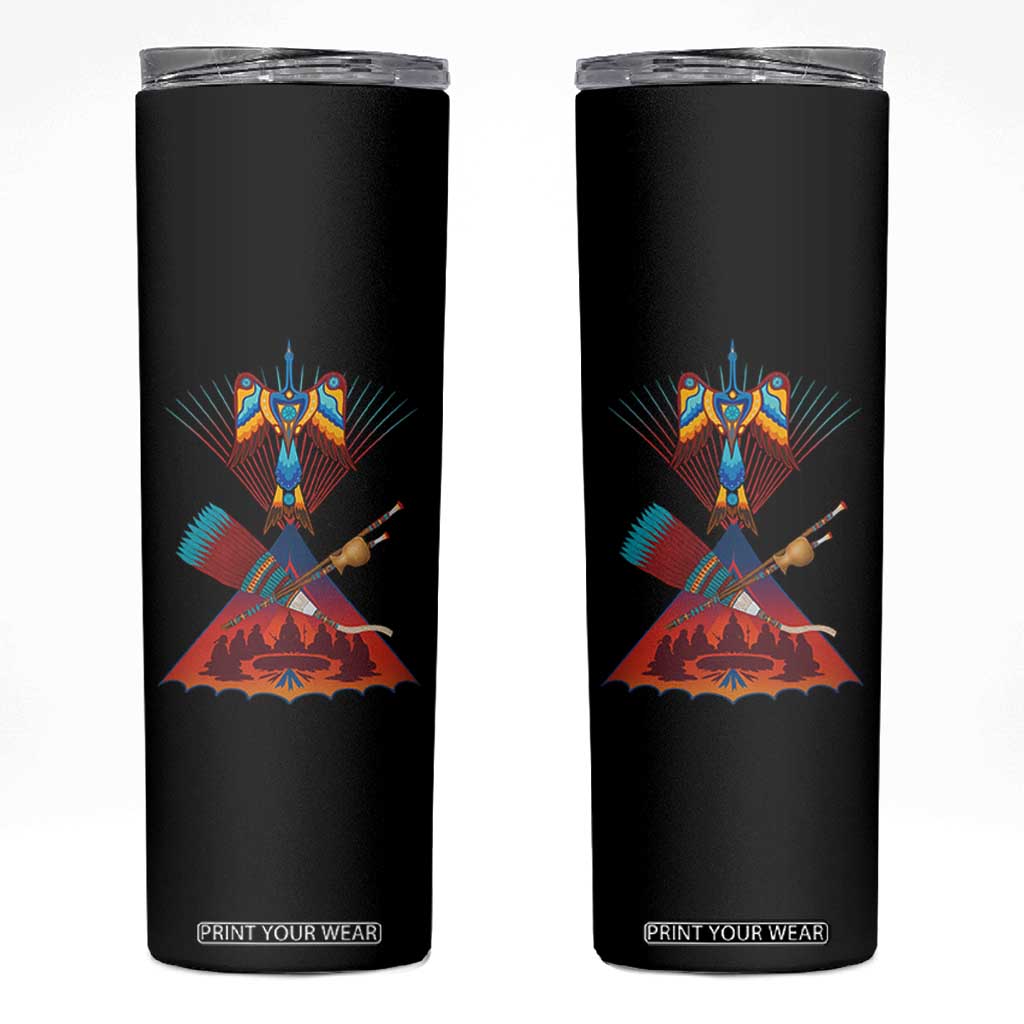 Native American Indigenous Heritage Peyote Water Bird Skinny Tumbler TS11 Black Print Your Wear