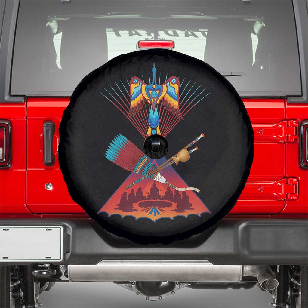 Native American Indigenous Heritage Peyote Water Bird Spare Tire Cover TS11 Black Print Your Wear