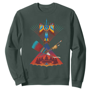 Native American Indigenous Heritage Peyote Water Bird Sweatshirt TS11 Dark Forest Green Print Your Wear