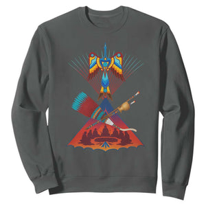 Native American Indigenous Heritage Peyote Water Bird Sweatshirt TS11 Dark Heather Print Your Wear