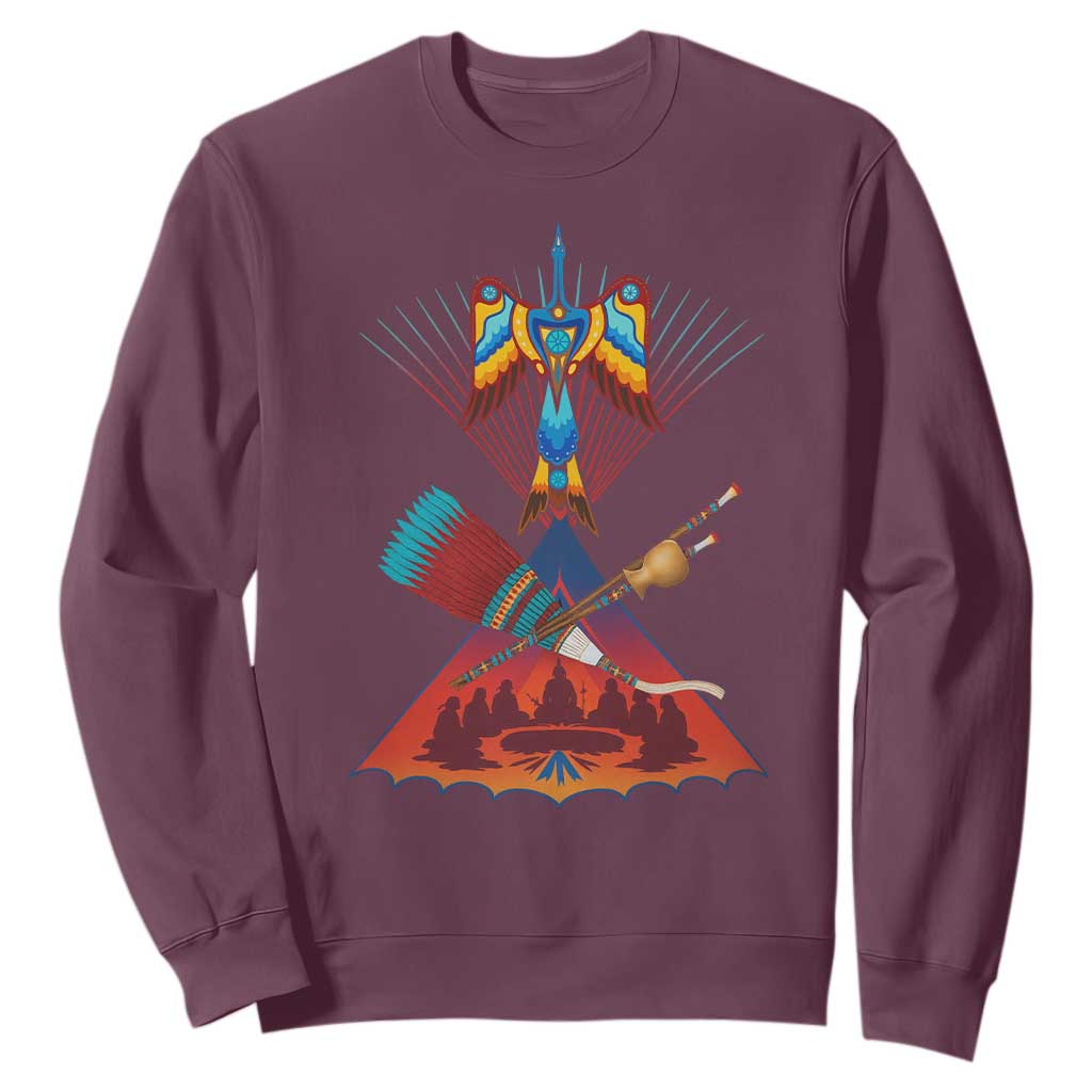 Native American Indigenous Heritage Peyote Water Bird Sweatshirt TS11 Maroon Print Your Wear