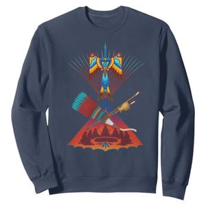 Native American Indigenous Heritage Peyote Water Bird Sweatshirt TS11 Navy Print Your Wear