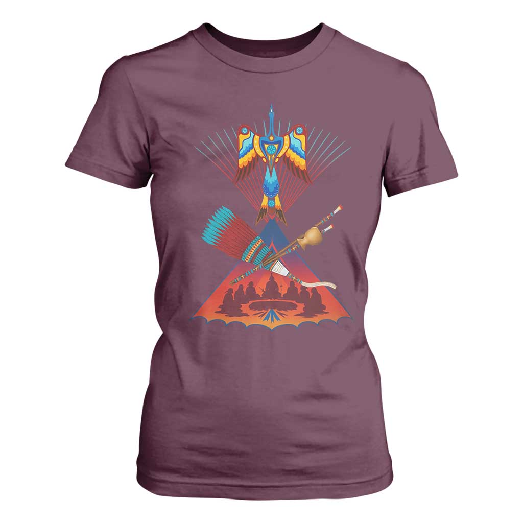 Native American Indigenous Heritage Peyote Water Bird T Shirt For Women TS11 Maroon Print Your Wear