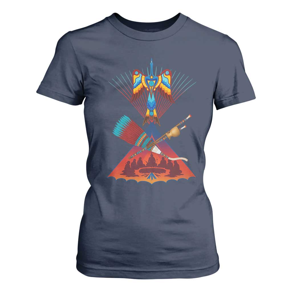 Native American Indigenous Heritage Peyote Water Bird T Shirt For Women TS11 Navy Print Your Wear