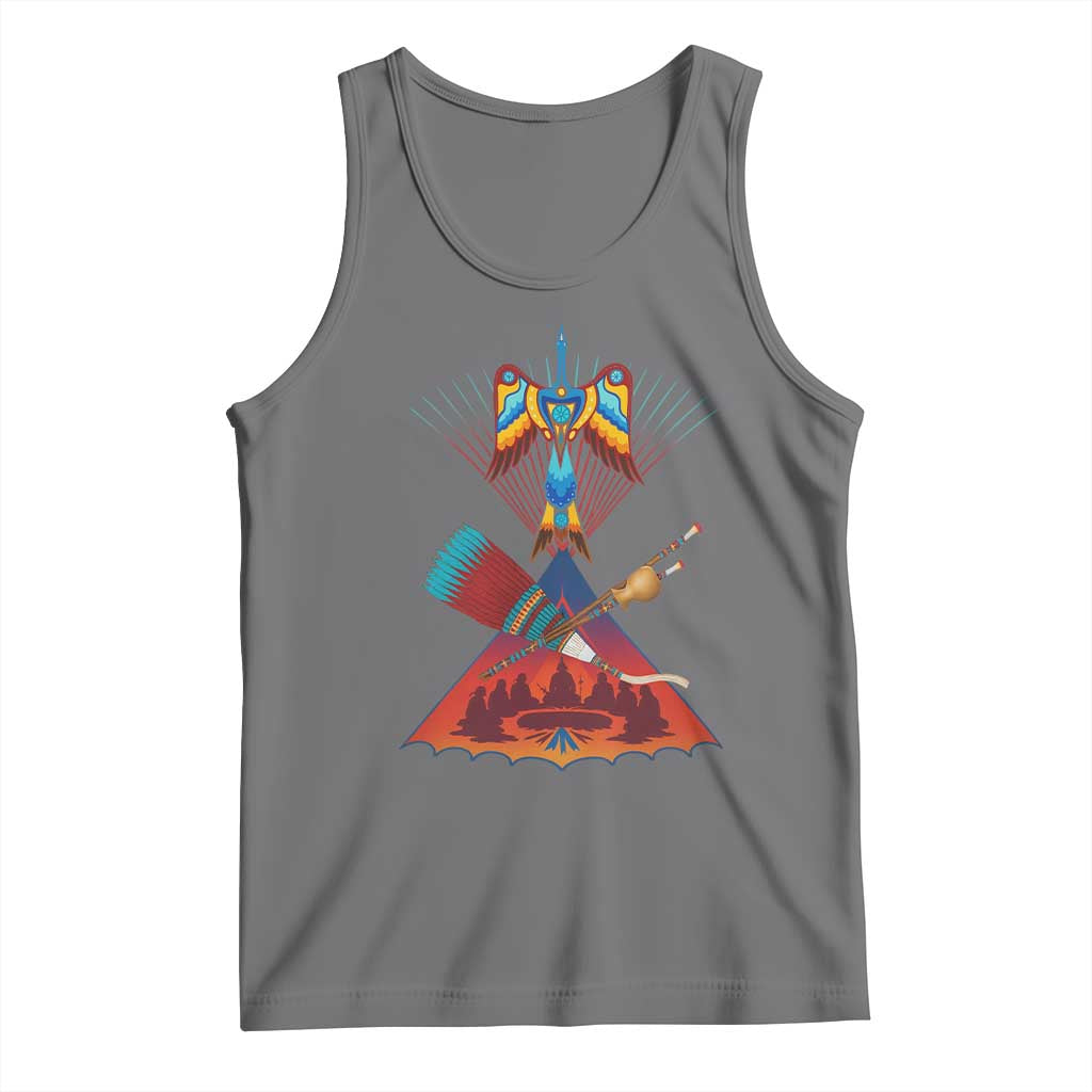 Native American Indigenous Heritage Peyote Water Bird Tank Top TS11 Black Heather Print Your Wear