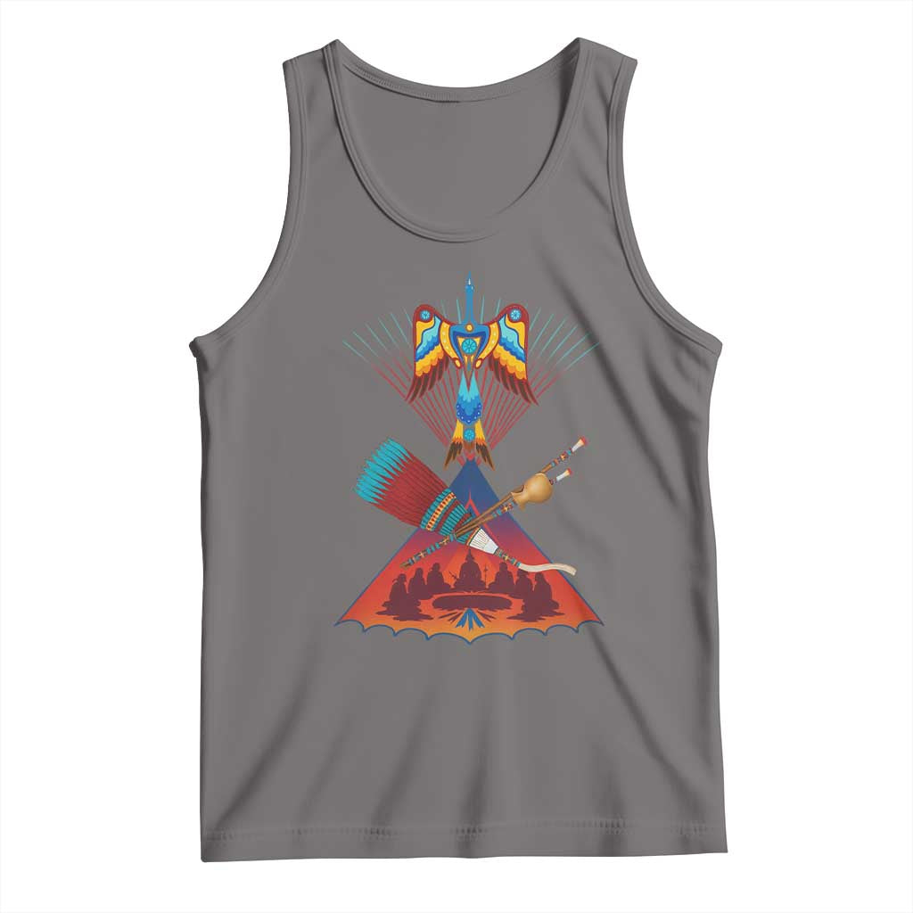 Native American Indigenous Heritage Peyote Water Bird Tank Top TS11 Deep Heather Print Your Wear