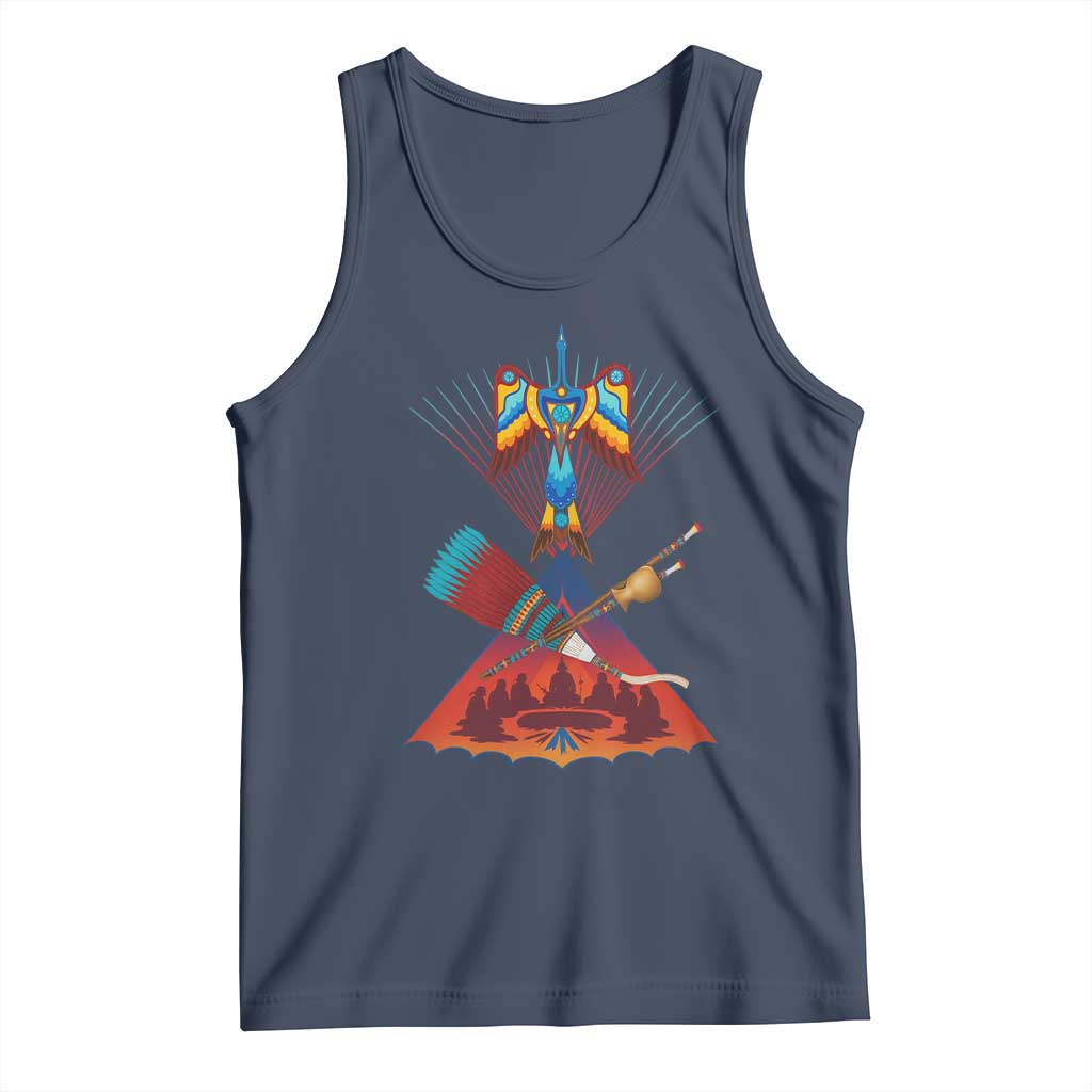 Native American Indigenous Heritage Peyote Water Bird Tank Top TS11 Navy Print Your Wear