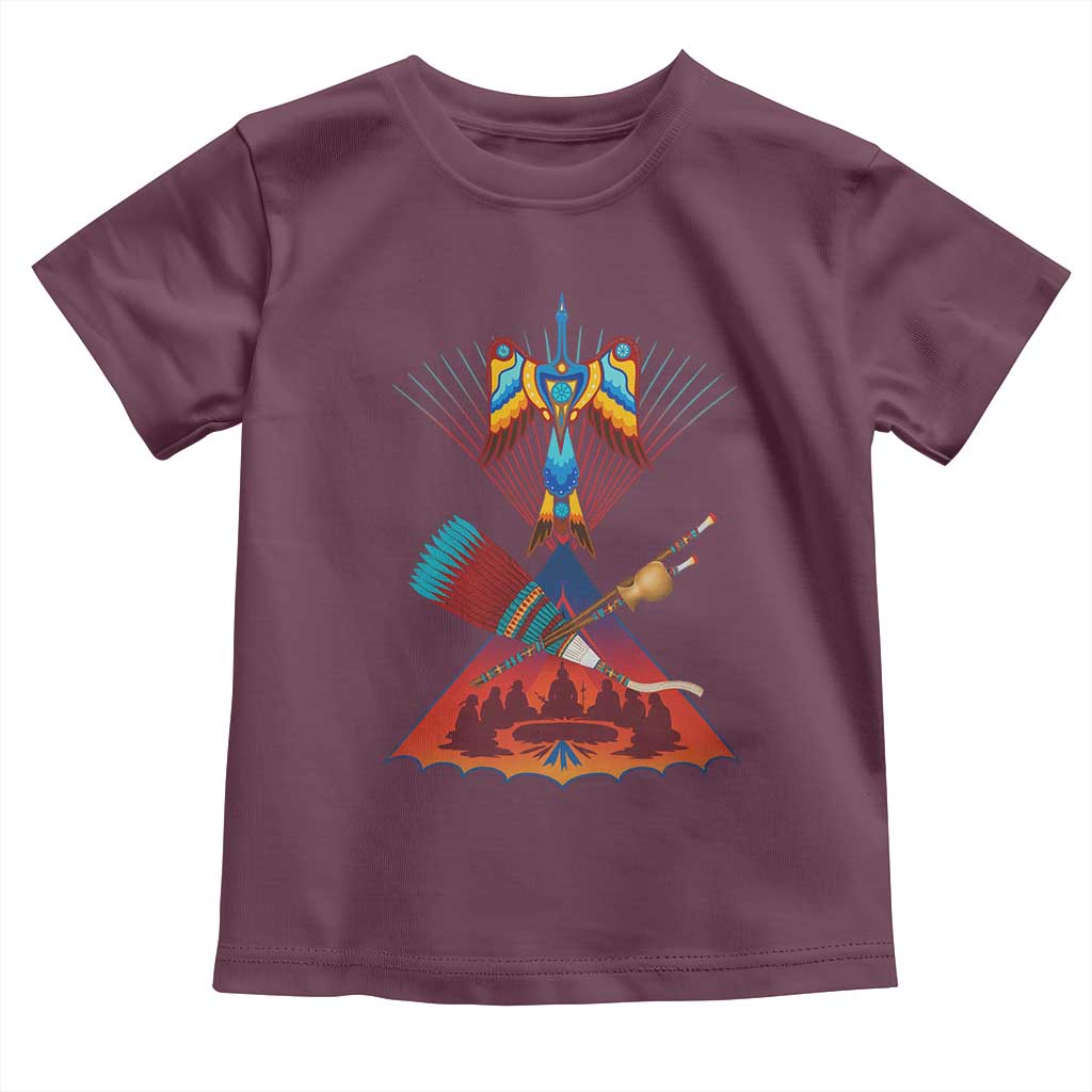 Native American Indigenous Heritage Peyote Water Bird Toddler T Shirt TS11 Maroon Print Your Wear