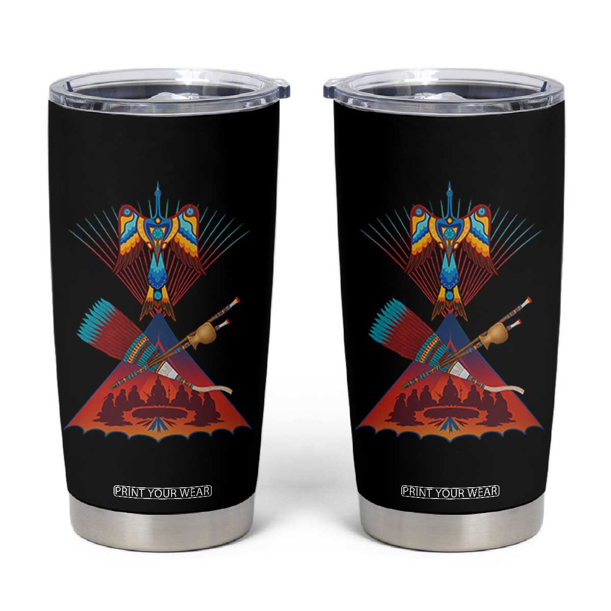 Native American Indigenous Heritage Peyote Water Bird Tumbler Cup TS11 Black Print Your Wear