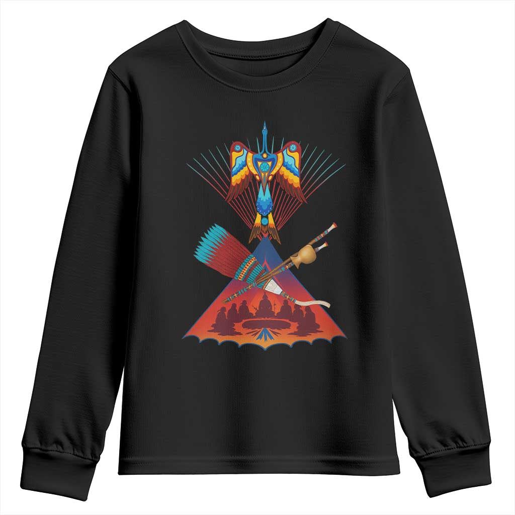 Native American Indigenous Heritage Peyote Water Bird Youth Sweatshirt TS11 Black Print Your Wear