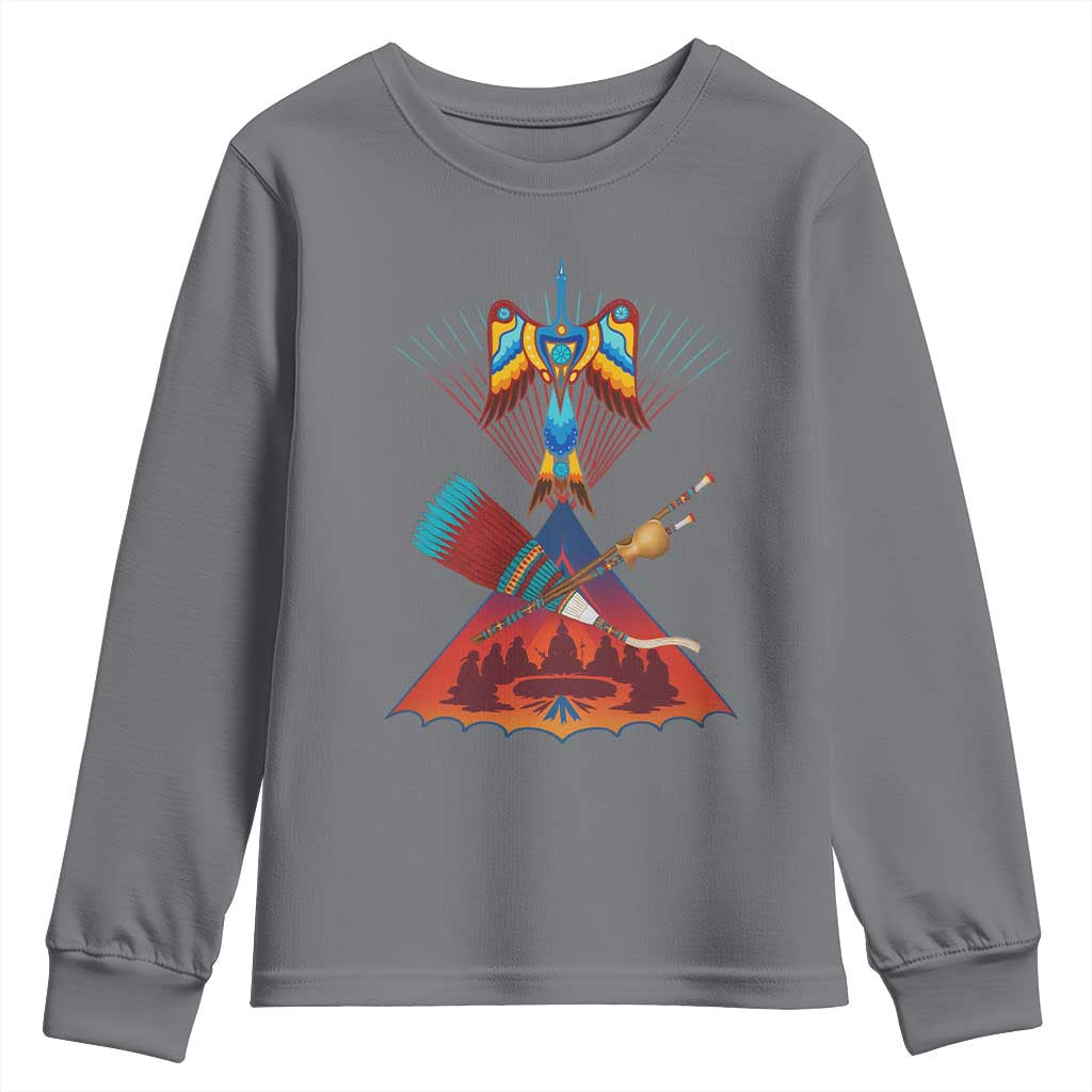 Native American Indigenous Heritage Peyote Water Bird Youth Sweatshirt TS11 Charcoal Print Your Wear