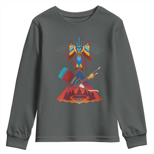Native American Indigenous Heritage Peyote Water Bird Youth Sweatshirt TS11 Dark Heather Print Your Wear