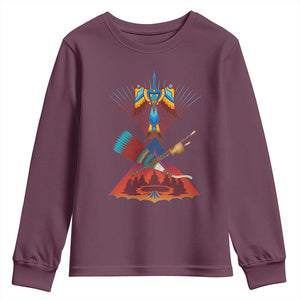 Native American Indigenous Heritage Peyote Water Bird Youth Sweatshirt TS11 Maroon Print Your Wear