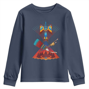 Native American Indigenous Heritage Peyote Water Bird Youth Sweatshirt TS11 Navy Print Your Wear