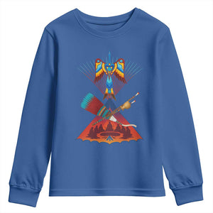 Native American Indigenous Heritage Peyote Water Bird Youth Sweatshirt TS11 Royal Blue Print Your Wear