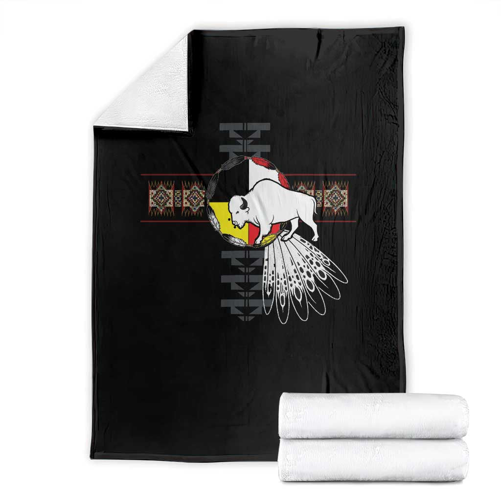 Native American White Buffalo Throw Blanket Seven Sacred Grandfather Teachings TS11 Black Print Your Wear