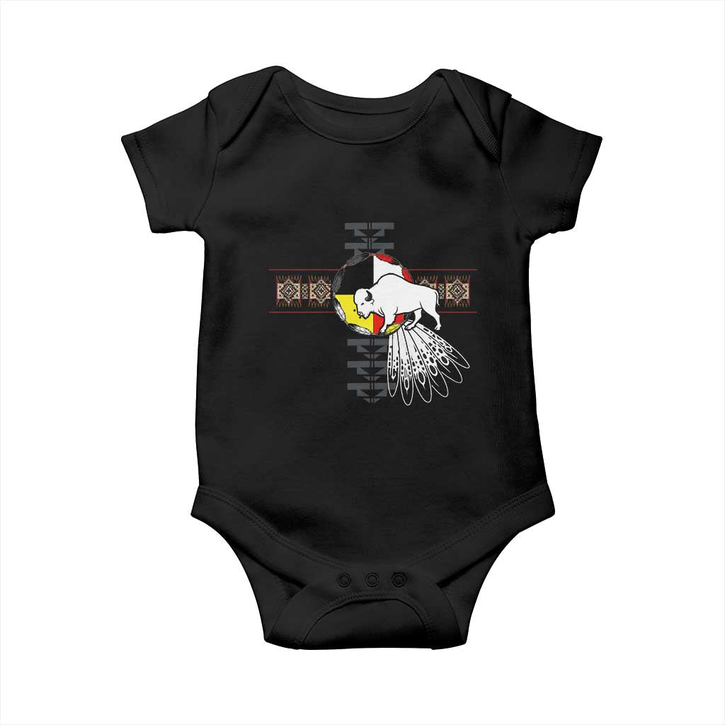 Native American White Buffalo Baby Onesie Seven Sacred Grandfather Teachings TS11 Black Print Your Wear