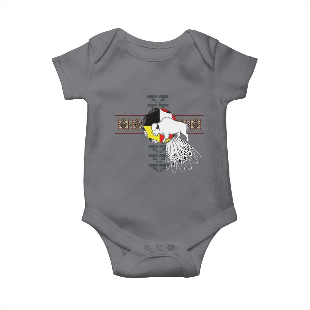 Native American White Buffalo Baby Onesie Seven Sacred Grandfather Teachings TS11 Charcoal Print Your Wear
