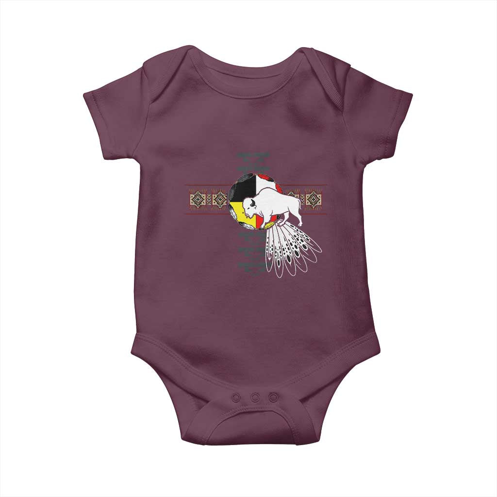Native American White Buffalo Baby Onesie Seven Sacred Grandfather Teachings TS11 Maroon Print Your Wear