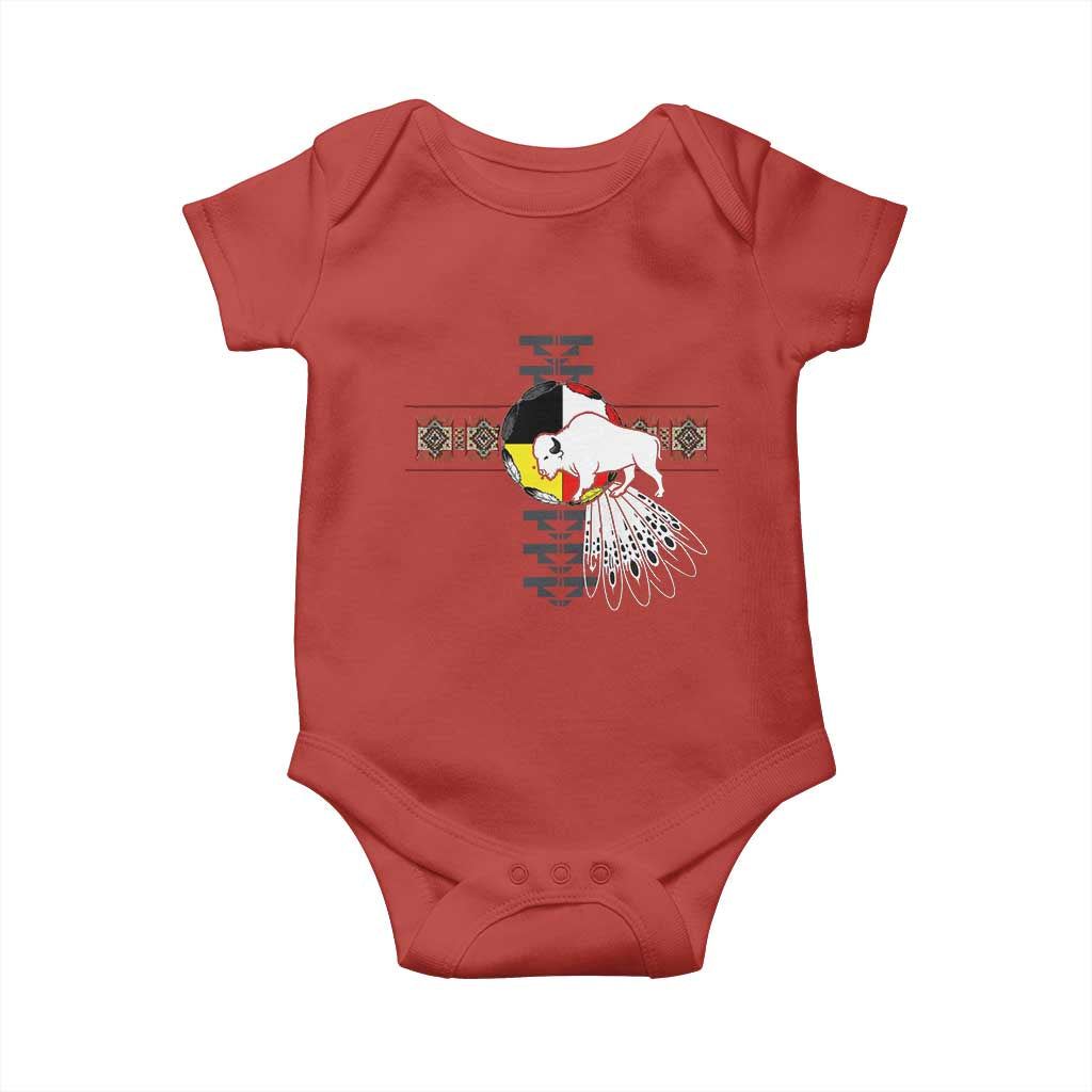 Native American White Buffalo Baby Onesie Seven Sacred Grandfather Teachings TS11 Red Print Your Wear
