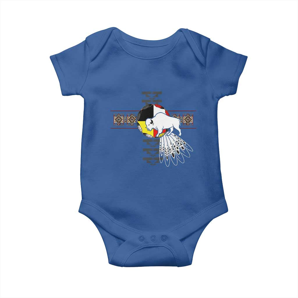 Native American White Buffalo Baby Onesie Seven Sacred Grandfather Teachings TS11 Royal Blue Print Your Wear