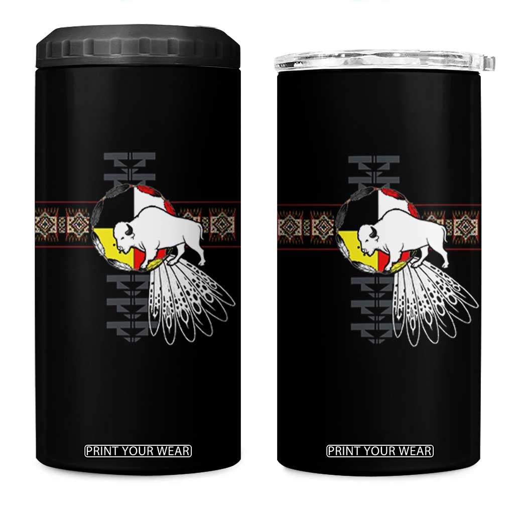 Native American White Buffalo 4 in 1 Can Cooler Tumbler Seven Sacred Grandfather Teachings TS11 One Size: 16 oz Black Print Your Wear