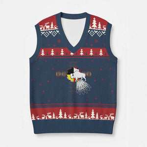 Native American White Buffalo V-Neck Knit Sweater Vest Seven Sacred Grandfather Teachings TS11 Navy Red Print Your Wear