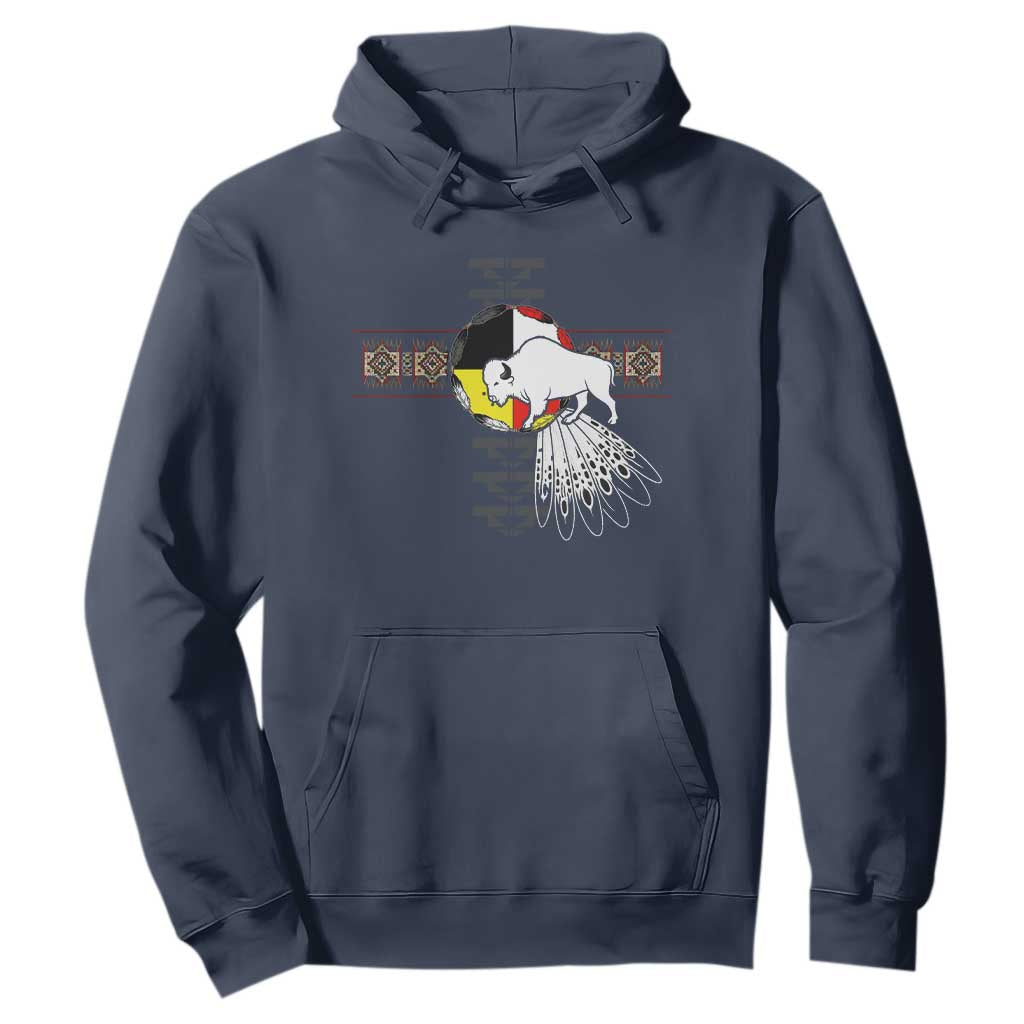 Native American White Buffalo Hoodie Seven Sacred Grandfather Teachings TS11 Navy Print Your Wear