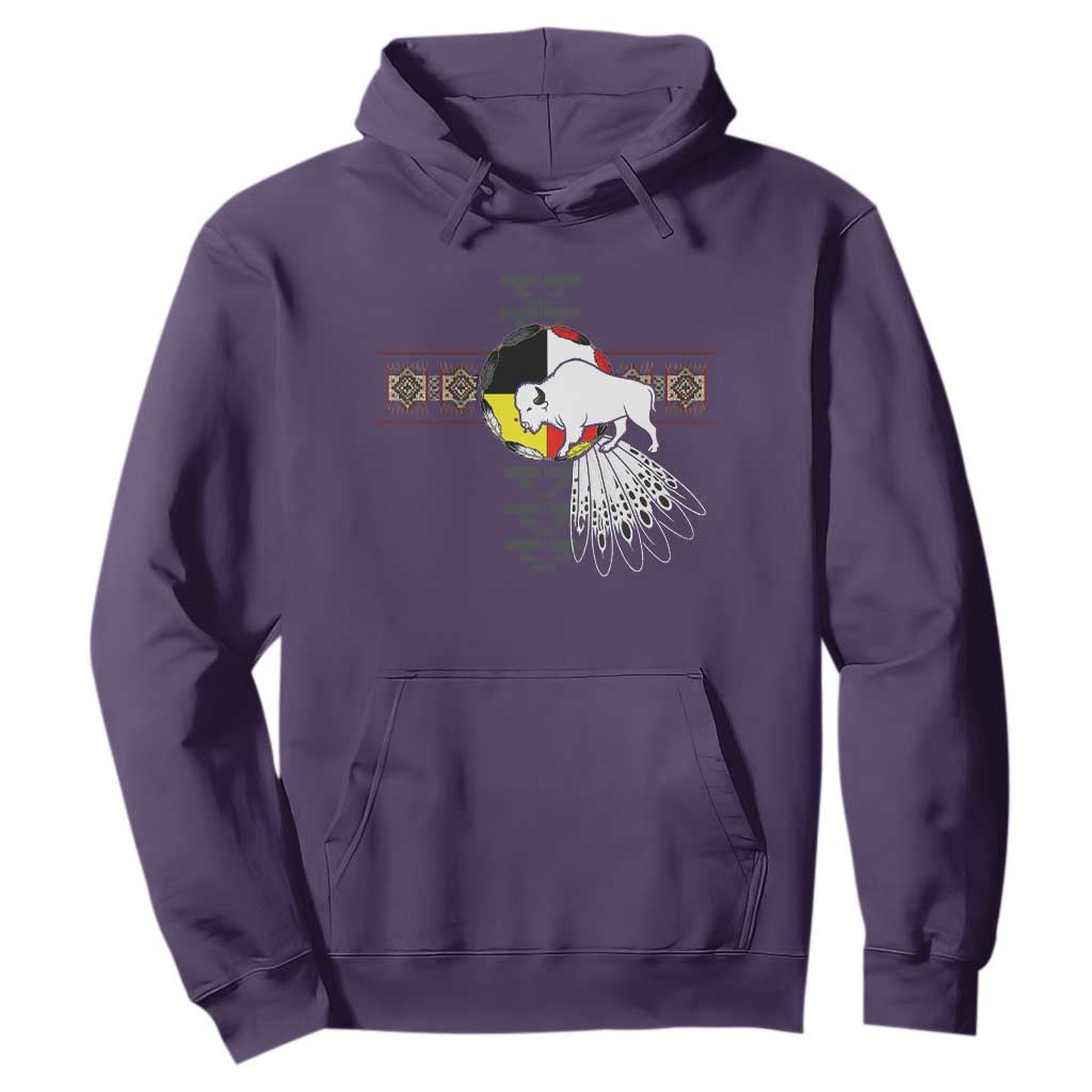 Native American White Buffalo Hoodie Seven Sacred Grandfather Teachings TS11 Purple Print Your Wear