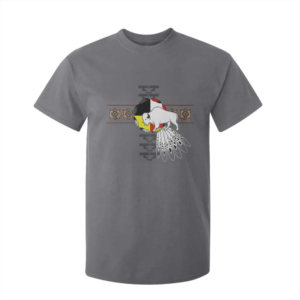 Native American White Buffalo T Shirt For Kid Seven Sacred Grandfather Teachings TS11 Charcoal Print Your Wear