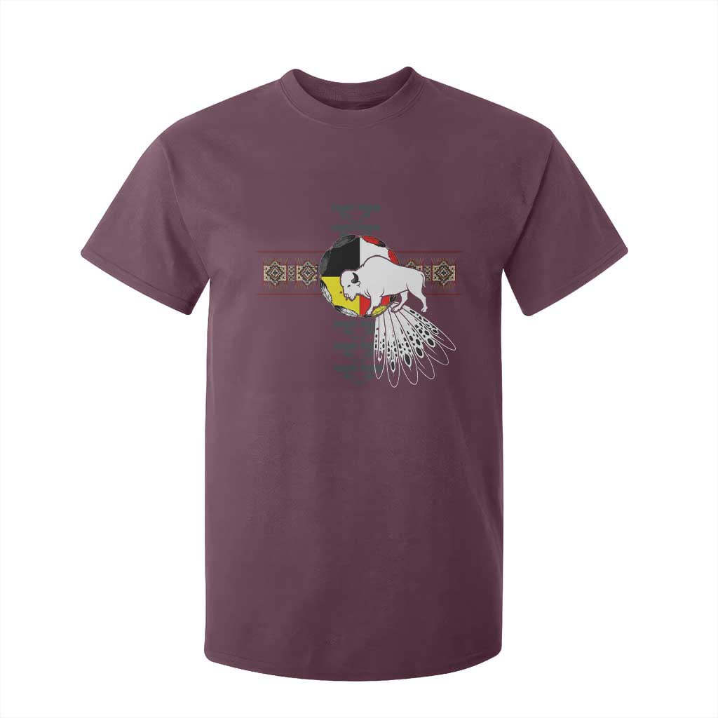 Native American White Buffalo T Shirt For Kid Seven Sacred Grandfather Teachings TS11 Maroon Print Your Wear