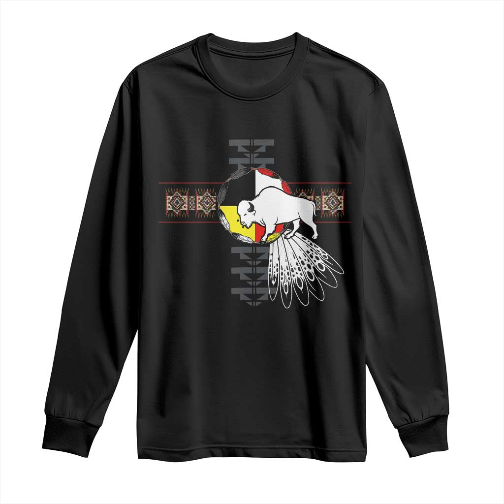 Native American White Buffalo Long Sleeve Shirt Seven Sacred Grandfather Teachings TS11 Black Print Your Wear
