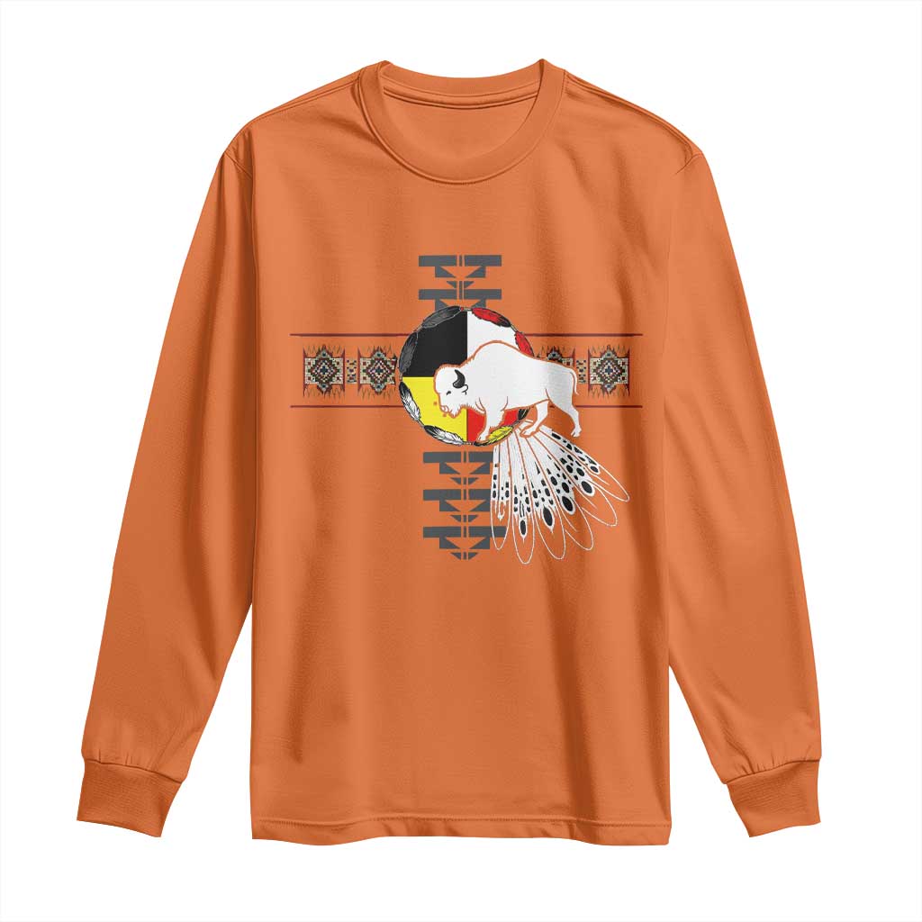 Native American White Buffalo Long Sleeve Shirt Seven Sacred Grandfather Teachings TS11 Orange Print Your Wear