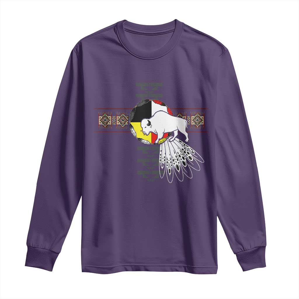 Native American White Buffalo Long Sleeve Shirt Seven Sacred Grandfather Teachings TS11 Purple Print Your Wear