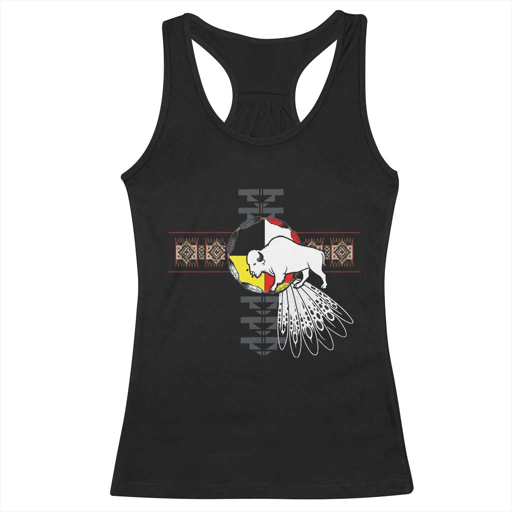 Native American White Buffalo Racerback Tank Top Seven Sacred Grandfather Teachings TS11 Black Print Your Wear