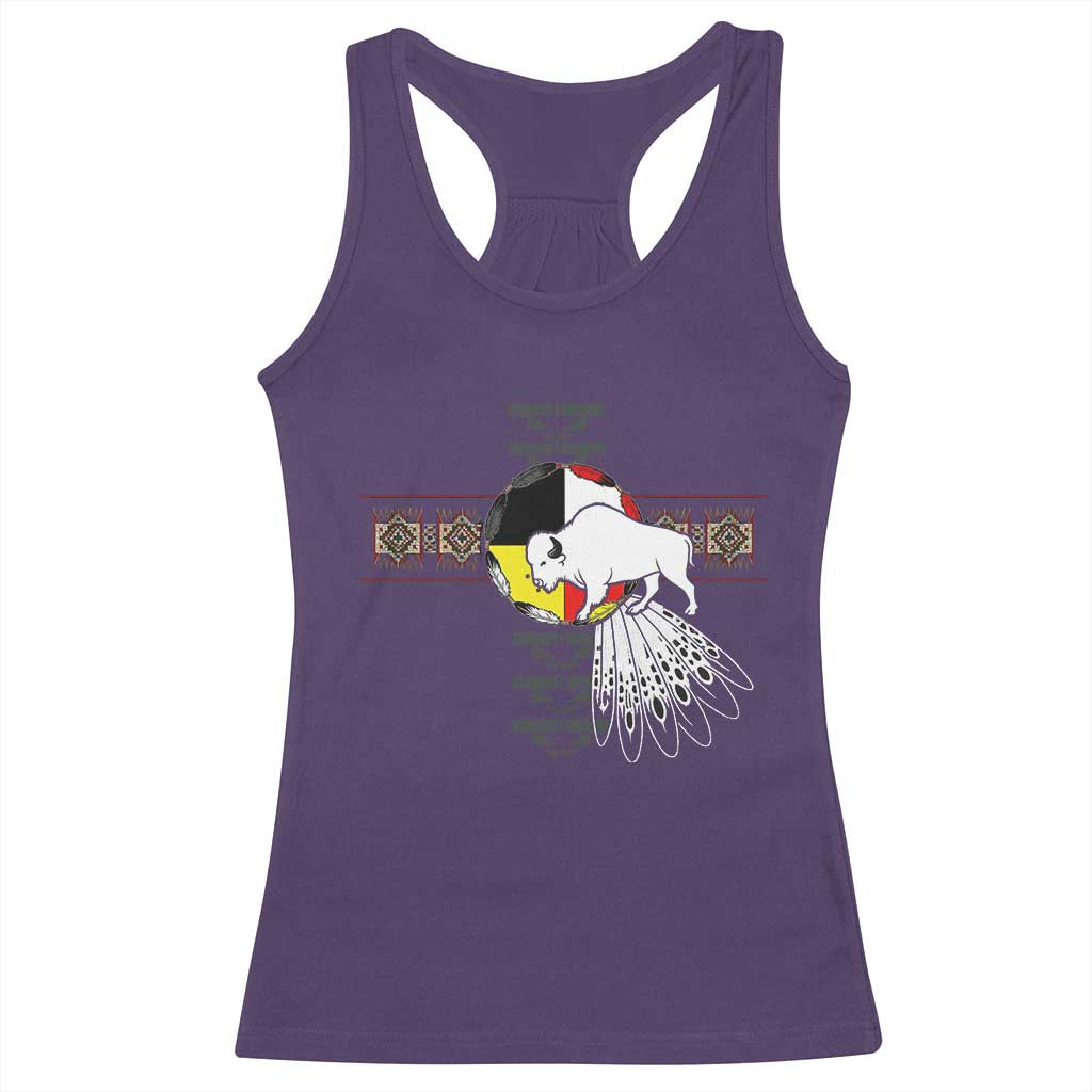 Native American White Buffalo Racerback Tank Top Seven Sacred Grandfather Teachings TS11 Purple Print Your Wear