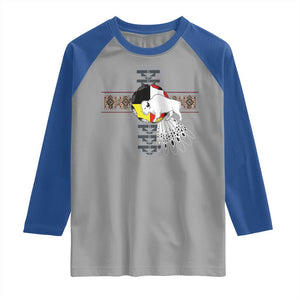 Native American White Buffalo Raglan Shirt Seven Sacred Grandfather Teachings TS11 Sport Gray Royal Print Your Wear
