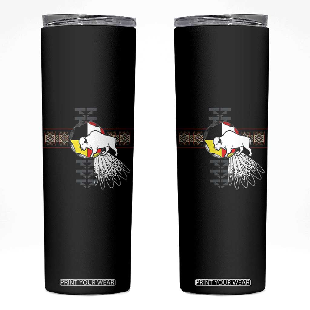 Native American White Buffalo Skinny Tumbler Seven Sacred Grandfather Teachings TS11 Black Print Your Wear