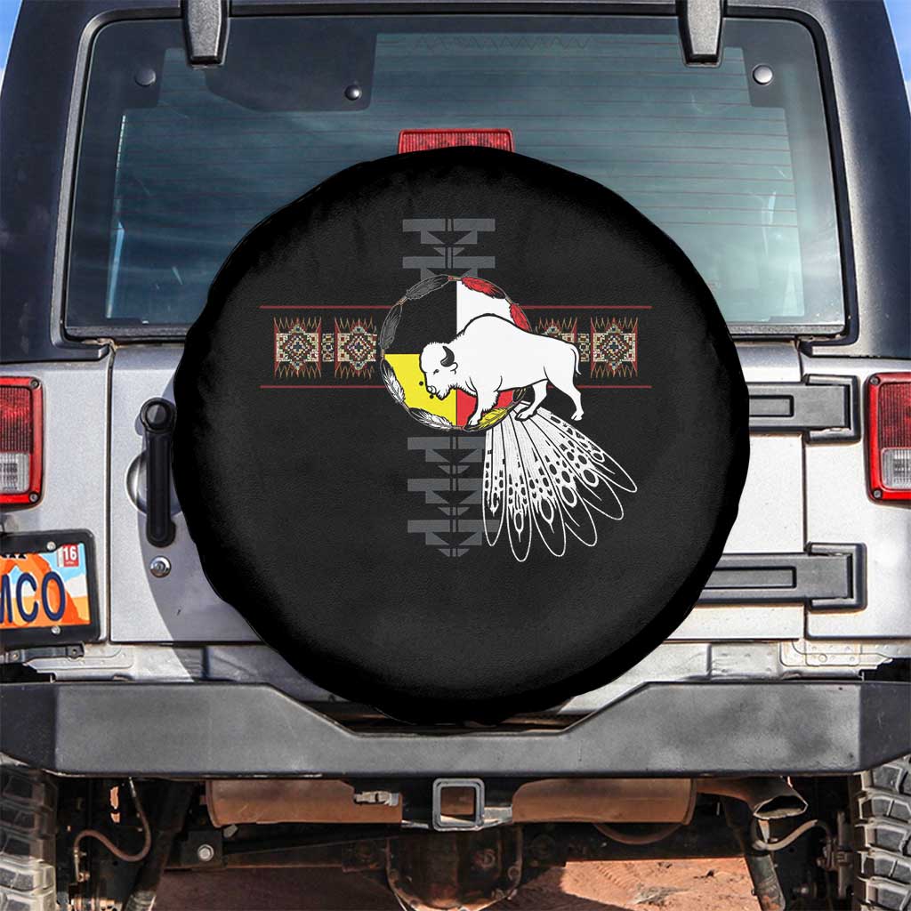 Native American White Buffalo Spare Tire Cover Seven Sacred Grandfather Teachings TS11 No hole Black Print Your Wear