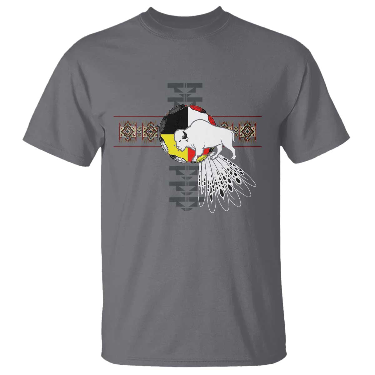 Native American White Buffalo T Shirt Seven Sacred Grandfather Teachings TS11 Charcoal Print Your Wear
