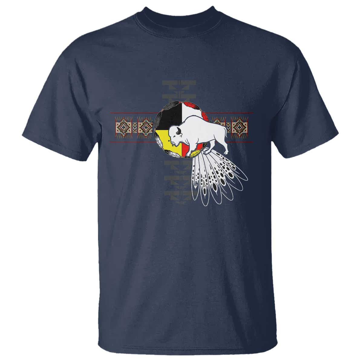Native American White Buffalo T Shirt Seven Sacred Grandfather Teachings TS11 Navy Print Your Wear