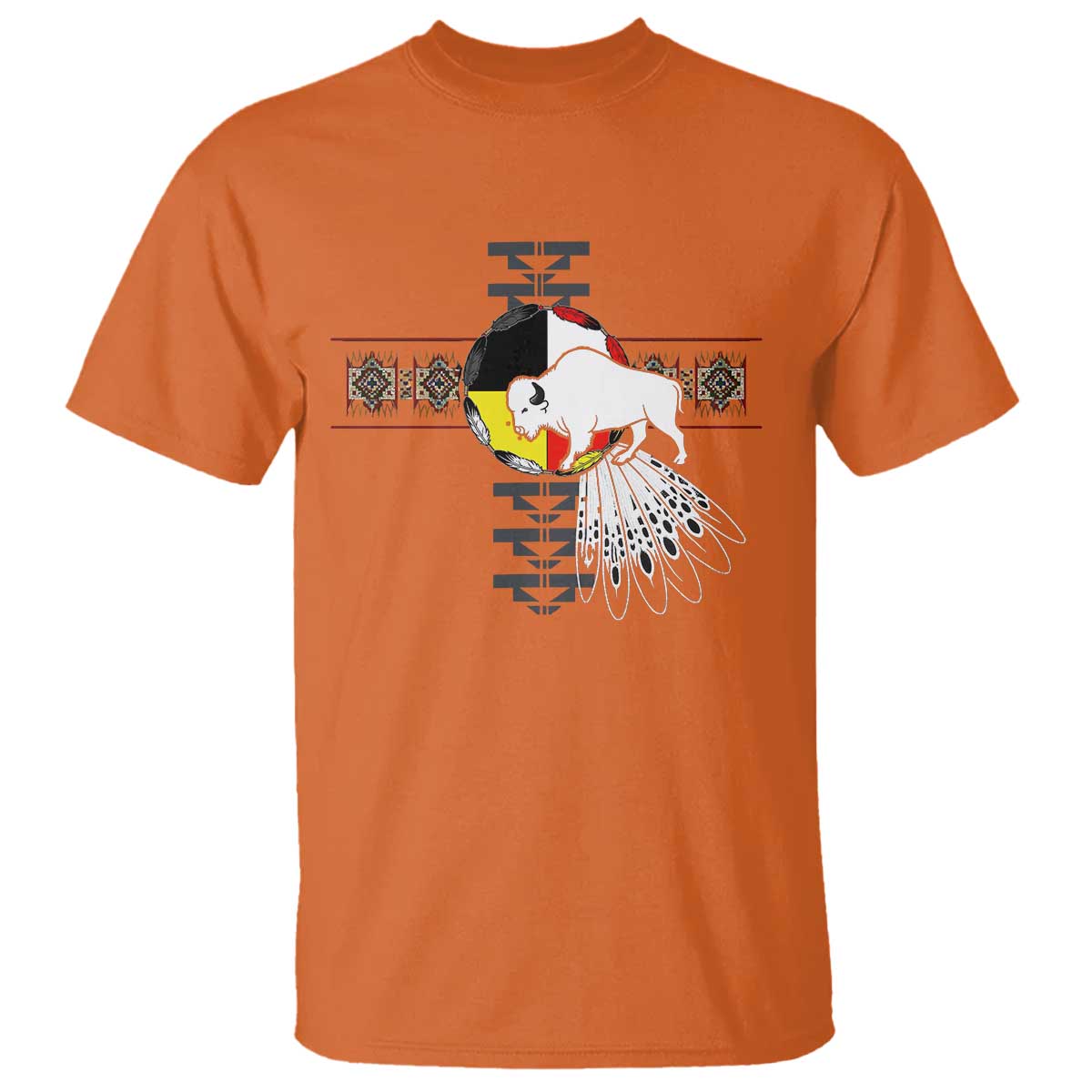 Native American White Buffalo T Shirt Seven Sacred Grandfather Teachings TS11 Orange Print Your Wear