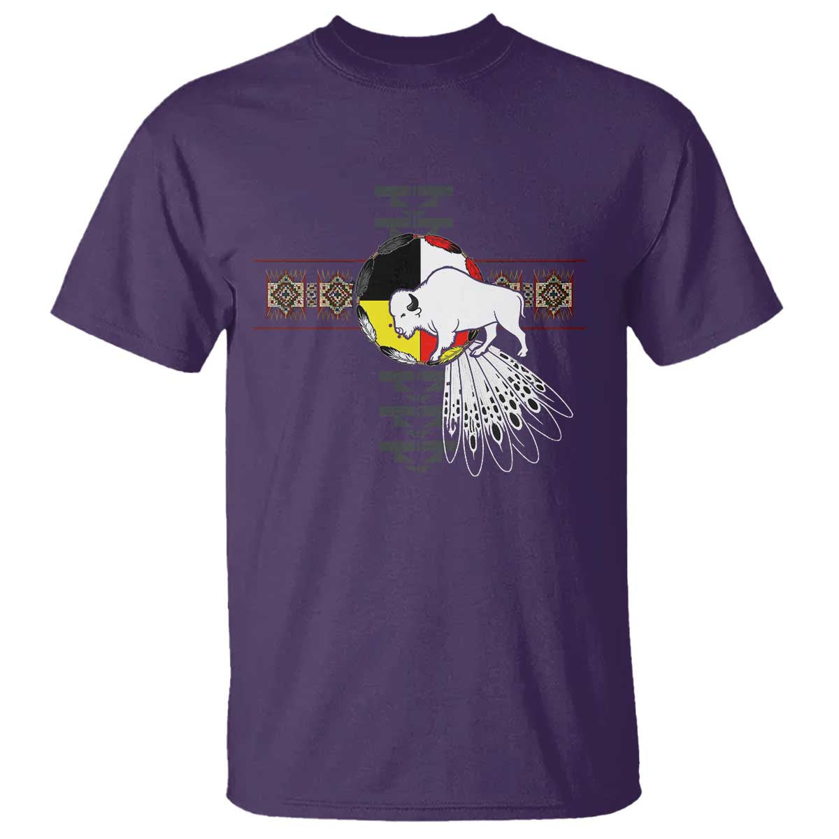 Native American White Buffalo T Shirt Seven Sacred Grandfather Teachings TS11 Purple Print Your Wear